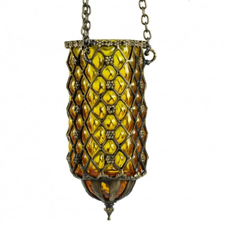 Lampe orientale en verre soufflé artisanale Hadad jaune