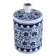 Boîte décorative Necla 10cm, céramique décorée de fleurs bleues