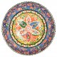 Bol coloré décoratif Hayri Bleu 25cm, poterie turque aux motifs ethniques fleuris multicolores
