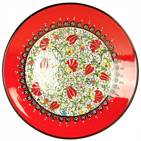 Assiette en verre - Diamètre 25cm - Couleur rouge