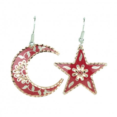 Boucles d'oreilles en étoile et en lune Nassimeh rouges